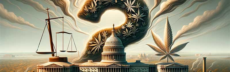 Image of the capitol in DC with weed surrounding it.